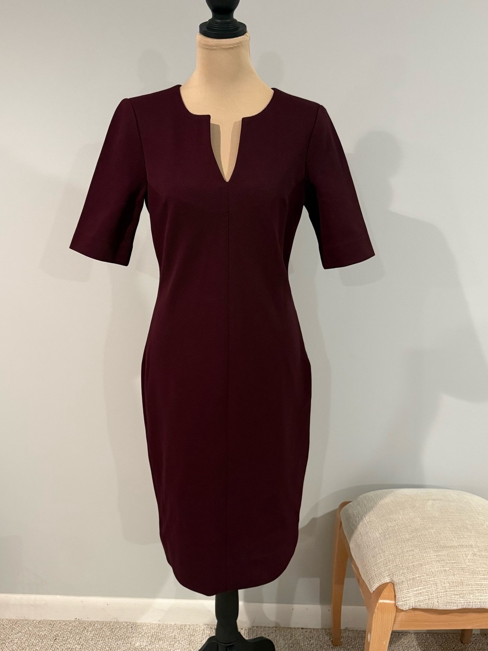 Diane Von Furstenberg Burgundy Midi Sheath Dress